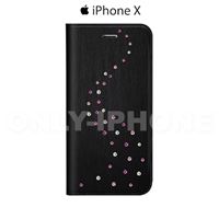Etui cuir Swarovski pour iPhone X 'Primo' Blanc