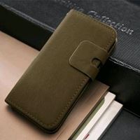 Etui iPhone 5/ 5S cuir marron kaki portefeuille
